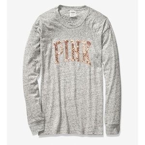 VS PINK Bling Campus Long Sleeve Ringer Tee